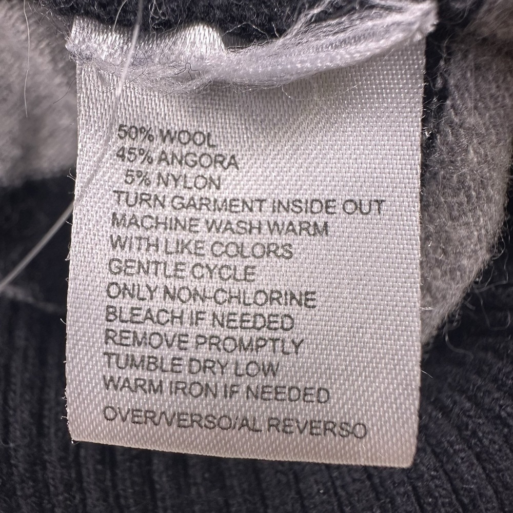 Emporio Armani Wool Angora Women's Sweater XL Black Gray Striped Cozy - Picture 8 of 9